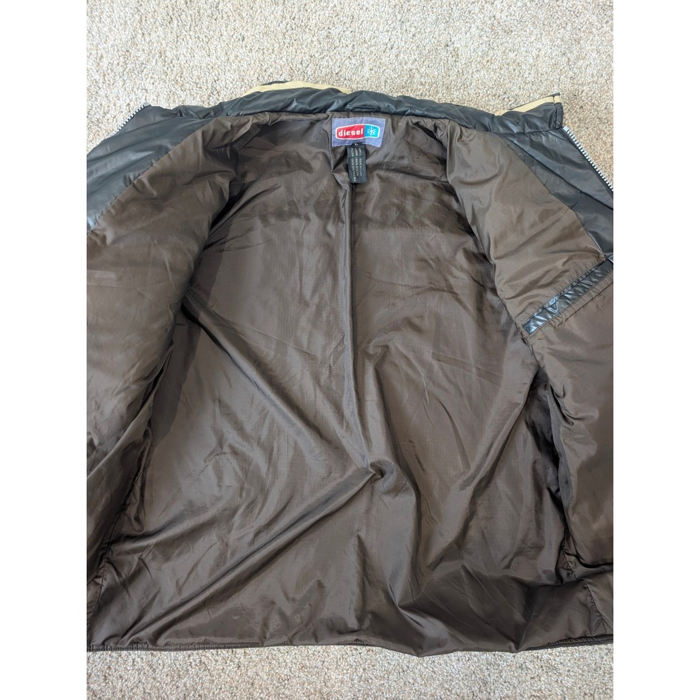Vintage Diesel Puffer Jacket Mens Large Black Red Colorblock Quilted Full Zip - Picture 6 of 14